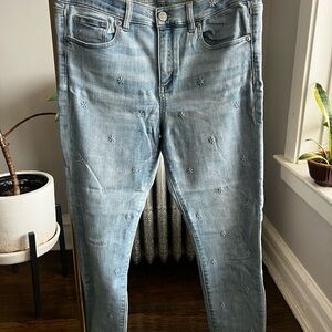 LOFT Light Blue Denim with Floral Detail